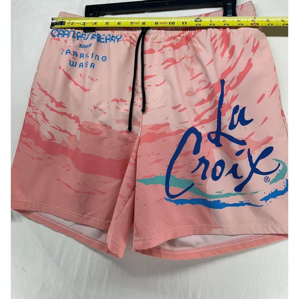 La Croix Cran-Raspberry Pink Swim‎ Trunks Mens Size 36 Graphic Board Shorts